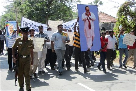 Chandrasiri coordinated demo in Jaffna