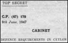British Defence interest in Ceylon in 1947