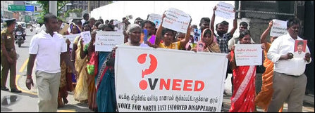 Families of Enforced Disappeared protest in front of US, UK, India and UN missions in Colombo