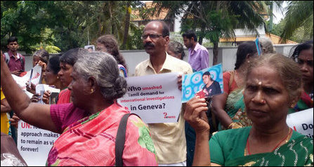 Families of Enforced Disappeared protest in front of US, UK, India and UN missions in Colombo