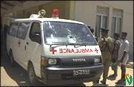 Damaged ambulance.