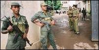 Sri Lanka Army personnel posted in front of the Government Press