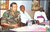 Maj. Gen. Susil Chandrapala, Mr. D. R Arumainayagam and the Bishop of Jaffna at Wednesday meeting