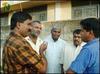 (L-R) Mr.Elilan speaks to TNA parliamentarians Mr.Kishore Sivanathan and Mr.S.Sivanesan and Mr.S.Gajendran