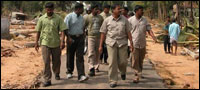Col. Bhanu and his team inspecting the rescue work in SLA controlled area in Amparai