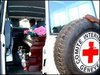 Coffin in ICRC vehicle.