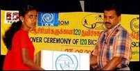 Mr.Muralitharan hands over sports materials to pre-school co-ordinator