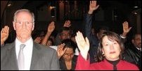 Canadian Defence Minister, Bill Graham and Maria Minna paying tribute to the slain Tamil politician Joseph Pararajasingham at the St. Columba Church in Toronto