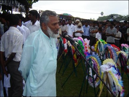 A.H. Shahul Hameed, JP, paying tribute to slain students
