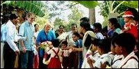 Chief guest and other guests were received by children at the entrance to the centre.