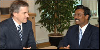 Norwegian Foreign Minister Jonas Gahre meets LTTE's Political Head S. P. Thamilchelvan