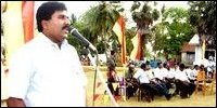 Mr.Elilan speaking while Colonel Sornam and LTTE commanders seated.