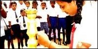 A student lit the flame of sacrifice.