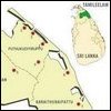 Mullaitivu villages where Solar systems were fitted to village community centers as part of the Village Upliftment Project (click on the map for a larger version)