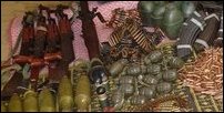 Tigers displayed the weapons and ammunition recovered in the clash at Naakarkoayil FDL