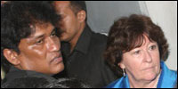 Louise Arbour, the visting UN High Commissioner for Human Rights, seen among the relatives and family members of the abducted, with Mano Ganesan MP