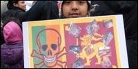 Placard condemning Colombo