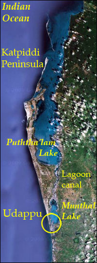 The location of Udappu inside the circle
