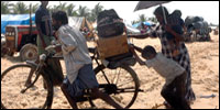 Civilians moving towards Mu'l'li-vaaykkaal from Valaignarmadam on Wednesday