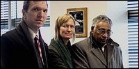 Amnesty Photo: (L-R) McDonald, Foster, and Dr Manoharan handing over petition to UN official
