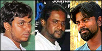 [L-R] Journalists Vinojith Tharmapalan, Piratheepan Thampithurai and Mayurathan Sreeramachandran