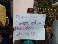 NPC Councillor, missing persons families protest in front of UN office in Jaffna