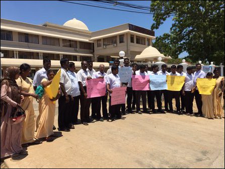 Tamil-speaking village officers (GS) protest against SL military assault against Tamil GS officer at