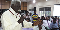 Ex-Deputy Chairman of elected Divisional Council, Mr Seemanpillai Sountharanayakam, poses serious questions at DDC meeting