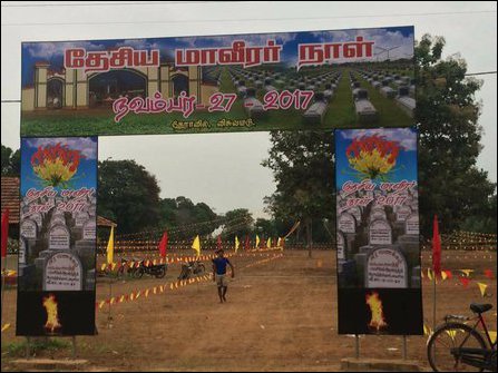 Heroes Cemetery in Thearaavil, Visuvamadu, decorated