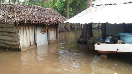 Uprooted people affected by floods in Jaffna