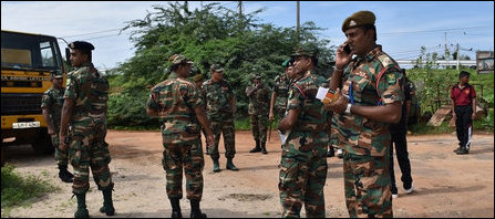 SLA soldiers at Co-op Secretariat, Mannaar