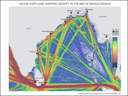 Shipping density in Bay of Bengal