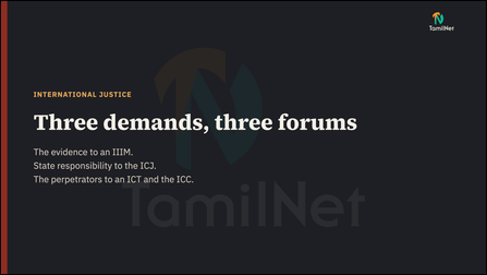 Slide 17: Three demands, three forums